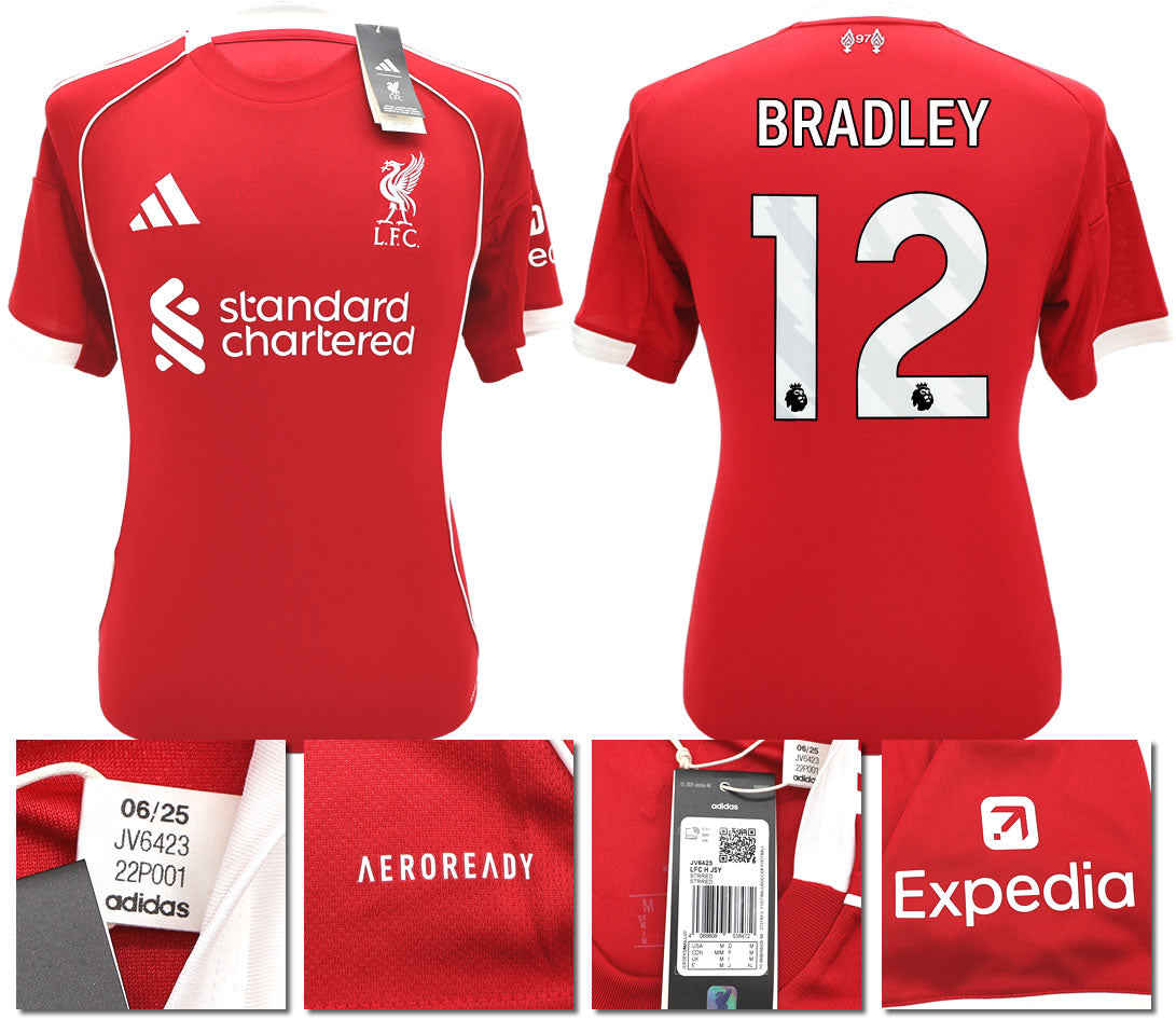 BNWT 2025 2026 LIVERPOOL ADIDAS HOME SHIRT BRADLEY 12 + PACTHES MEN'S