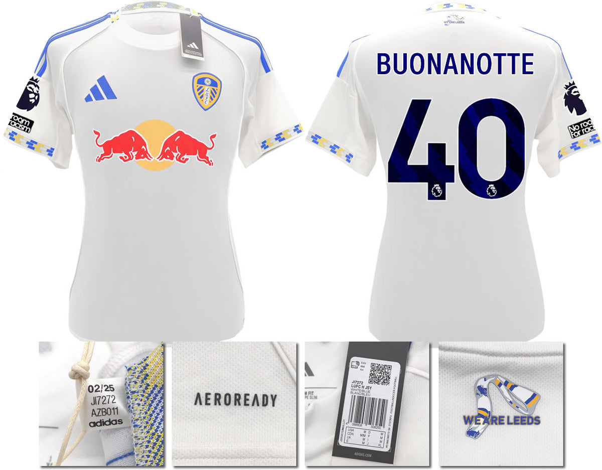 BNWT 2025/2026 Leeds United FC adidas BUONANOTTE 40 Home Shirt – Official Player Options Available