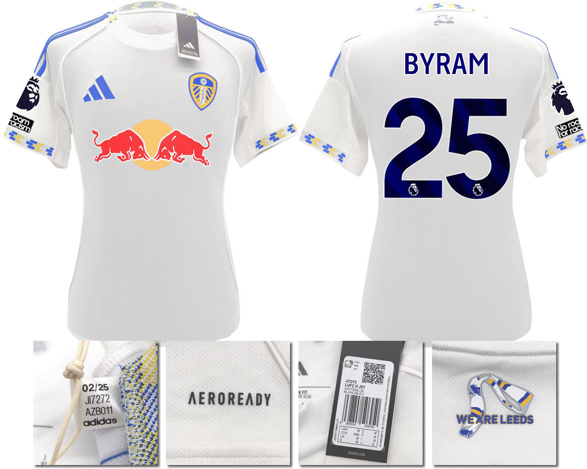 BNWT 2025/2026 Leeds United FC adidas BYRAM 25 Home Shirt – Official Player Options Available