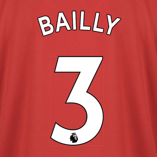 2019 2020 MANCHESTER UNITED BAILLY 3 WHITE HOME OFFICIAL PLAYER SIZE NAME SET
