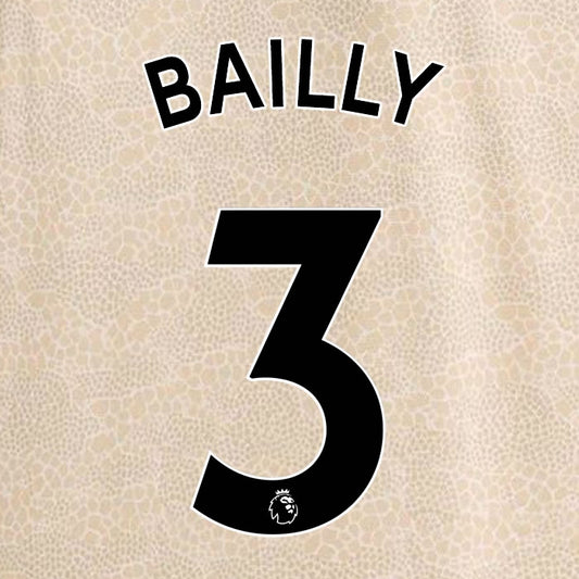 2019 2020 MANCHESTER UNITED BAILLY 3 WHITE AWAY OFFICIAL PLAYER SIZE NAME SET