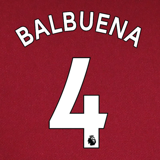 2019 2020 WEST HAM BALBUENA 4 WHITE HOME OFFICIAL PLAYER SIZE NAME SET