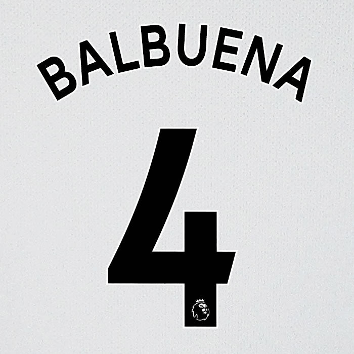2019 2020 WEST HAM BALBUENA 4 WHITE AWAY OFFICIAL PLAYER SIZE NAME SET