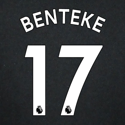 2019 2020 CRYSTAL PALACE BENTEKE 17 WHITE AWAY OFFICIAL PLAYER SIZE NAME SET