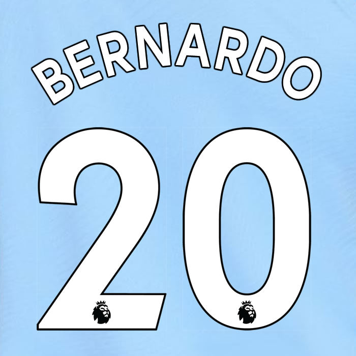 2019 2020 MANCHESTER CITY BERNARDO 20 WHITE HOME OFFICIAL PLAYER SIZE NAME SET