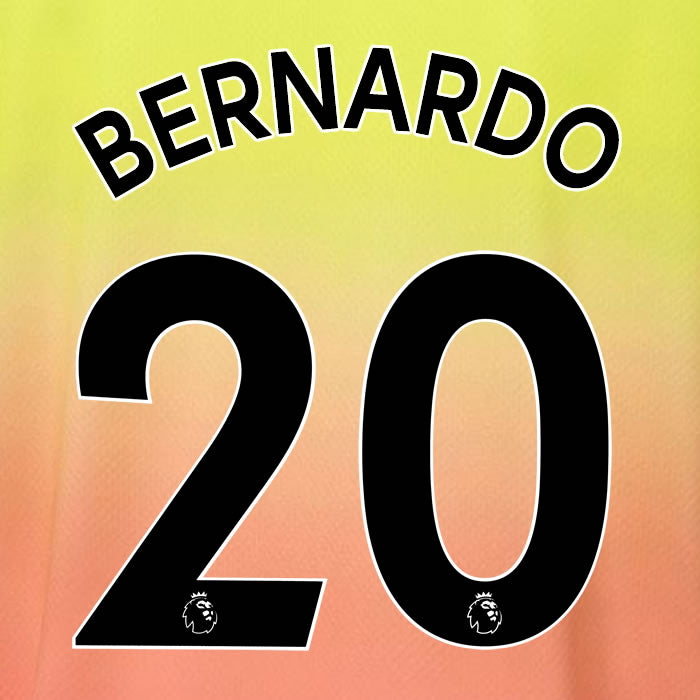 2019 2020 MANCHESTER CITY BERNARDO 20 WHITE 3RD OFFICIAL PLAYER SIZE NAME SET
