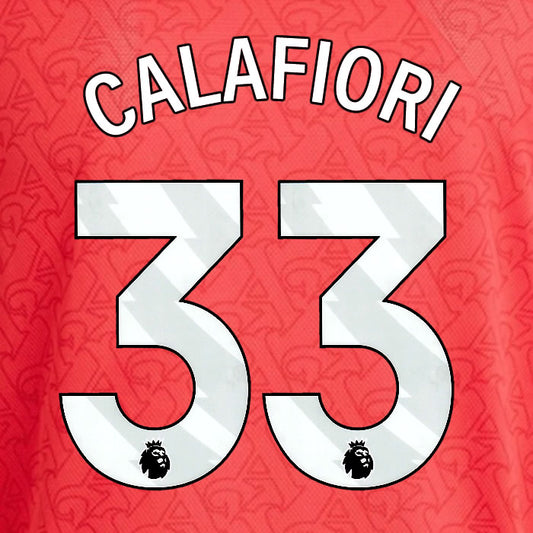 2025 2026 ARSENAL CALAFIORI 33 WHITE HOME OFFICIAL PLAYER SIZE NAMESET