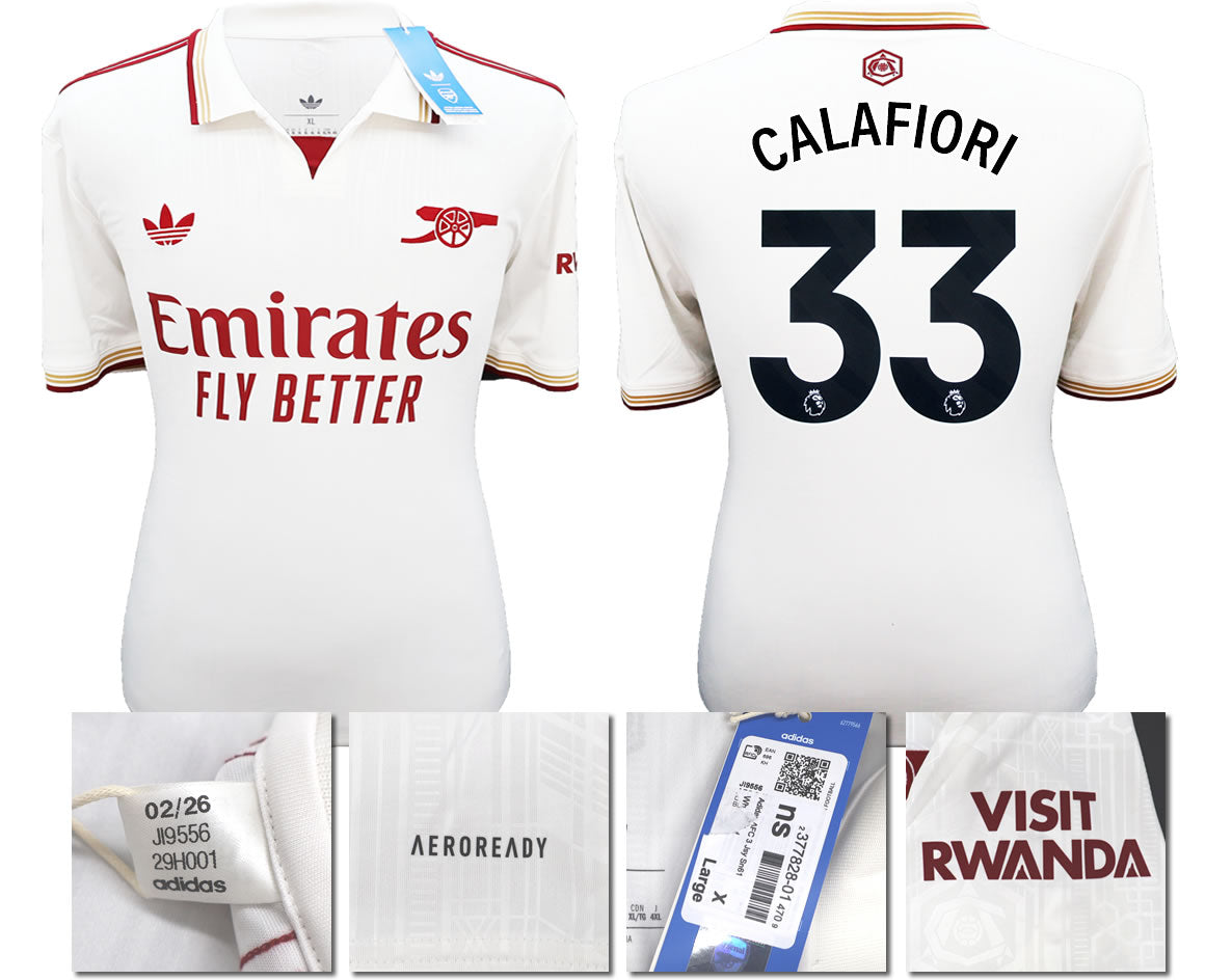 BNWT 2025/2026 ARSENAL F.C. ADIDAS 3RD SHIRT CALAFIORI 33