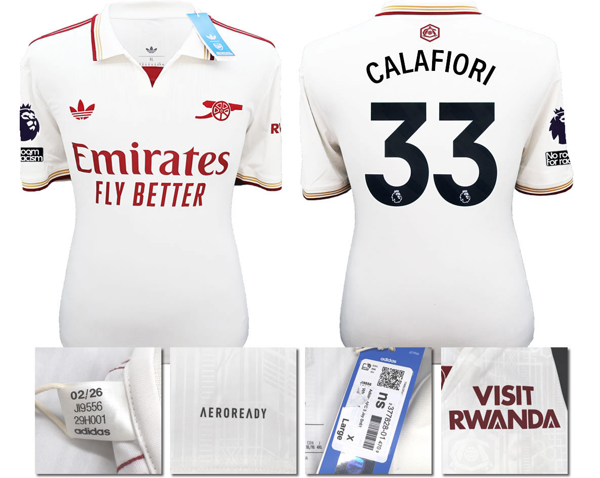 BNWT 2025/2026 ARSENAL F.C. ADIDAS 3RD SHIRT CALAFIORI 33