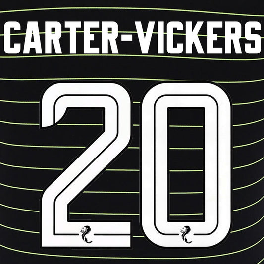 2025 2026 Celtic CARTER-VICKERS 20 WHITE AWAY OFFICIAL PLAYER SIZE NAMESET