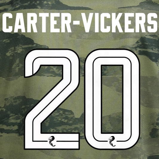 2024 2025 Celtic CARTER-VICKERS 20 WHITE 3RD OFFICIAL PLAYER SIZE NAMESET