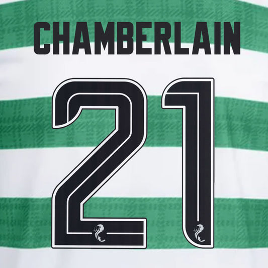 2025 2026 Celtic OXLADE-CHAMBERLAIN 21 WHITE HOME OFFICIAL PLAYER SIZE NAMESET