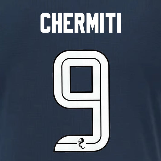 2025 2026 Rangers CHERMITI 9 WHITE 3RD OFFICIAL PLAYER SIZE NAMESET