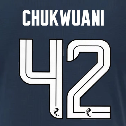 2025 2026 Rangers CHUKWUANI 42 WHITE 3RD OFFICIAL PLAYER SIZE NAMESET