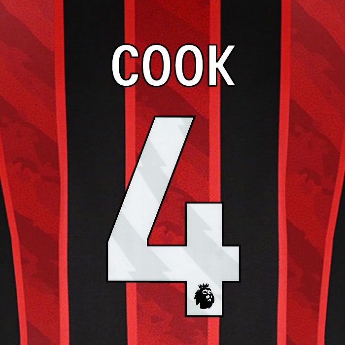2025 2026 BOURNEMOUTH COOK 4 WHITE HOME PLAYER SIZE NAME SET