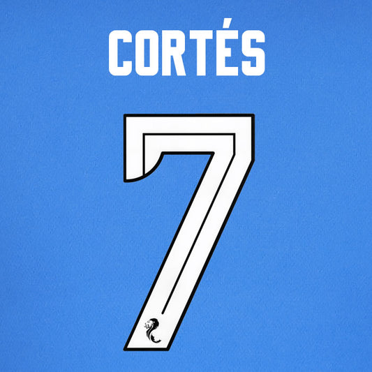 2024 2025 Rangers ÓSCAR CORTÉS 7 WHITE HOME OFFICIAL PLAYER SIZE NAMESET