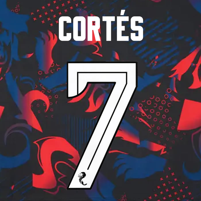 2024 2025 Rangers ÓSCAR CORTÉS 7 WHITE 3RD OFFICIAL PLAYER SIZE NAMESET