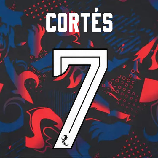 2024 2025 Rangers ÓSCAR CORTÉS 7 WHITE 3RD OFFICIAL PLAYER SIZE NAMESET