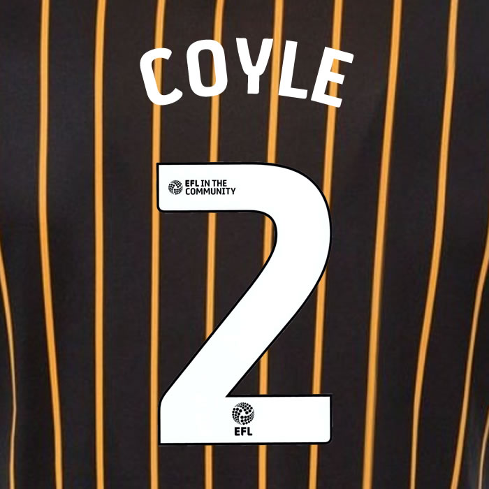 2025 2026 Hull City COYLE 2 WHITE AWAY OFFICIAL PLAYER SIZE NAMESET