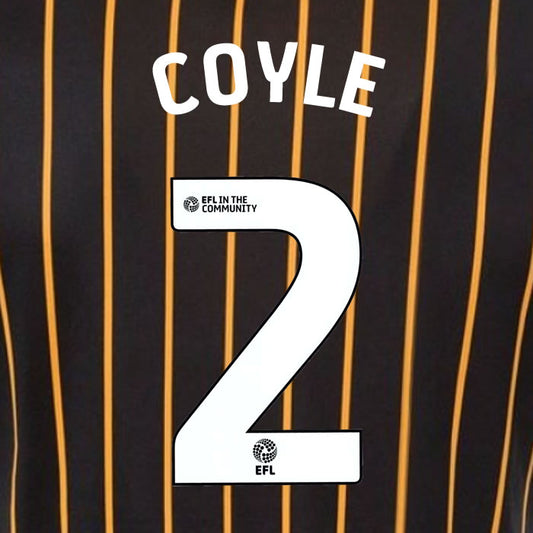 2025 2026 Hull City COYLE 2 WHITE AWAY OFFICIAL PLAYER SIZE NAMESET