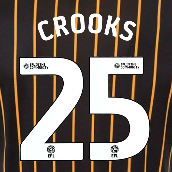 2025 2026 Hull City CROOKS 25 WHITE AWAY OFFICIAL PLAYER SIZE NAMESET