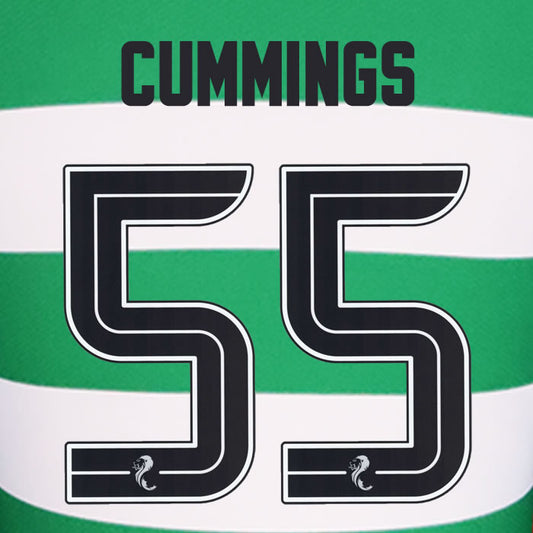 2024 2025 Celtic CUMMINGS 55 WHITE HOME OFFICIAL PLAYER SIZE NAMESET