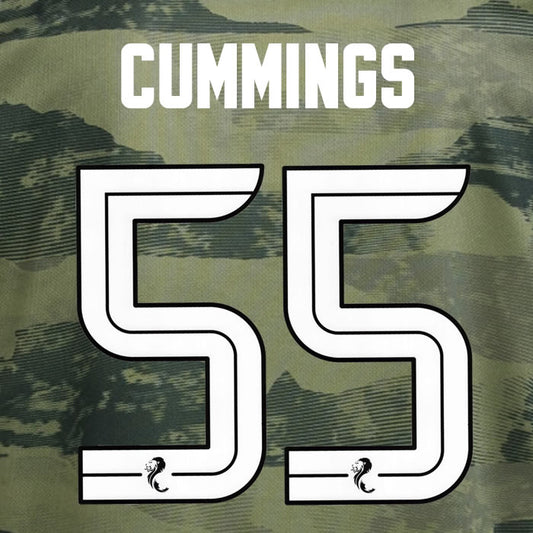 2024 2025 Celtic CUMMINGS 55 WHITE 3RD OFFICIAL PLAYER SIZE NAMESET