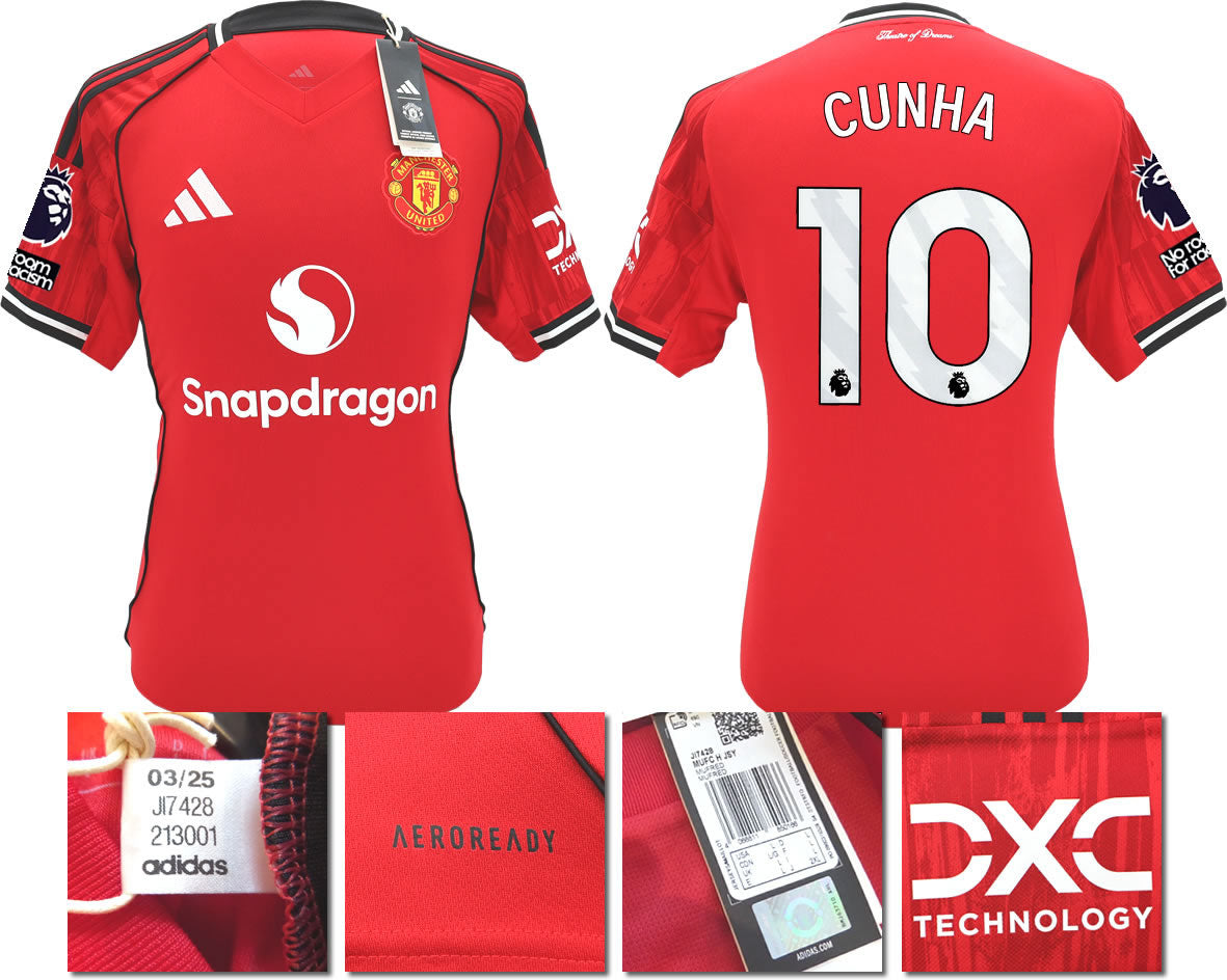 BNWT 2025 2026 MANCHESTER UNITED ADIDAS HOME SHIRT CUNHA 10