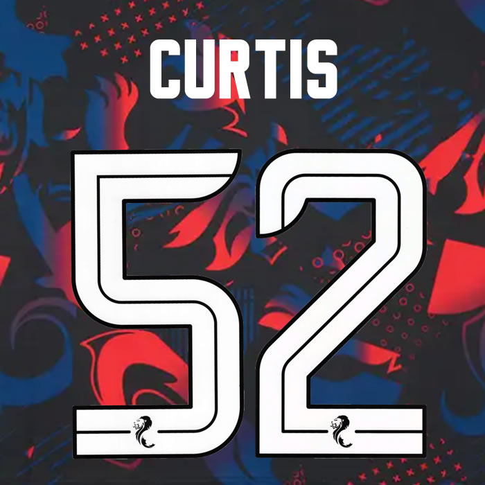 2024 2025 Rangers CURTIS 52 WHITE 3RD OFFICIAL PLAYER SIZE NAMESET