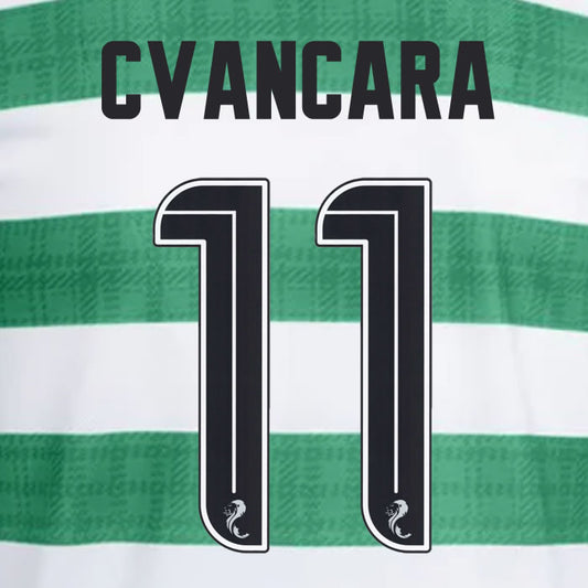 2025 2026 Celtic ČVANČARA 11 WHITE HOME OFFICIAL PLAYER SIZE NAMESET