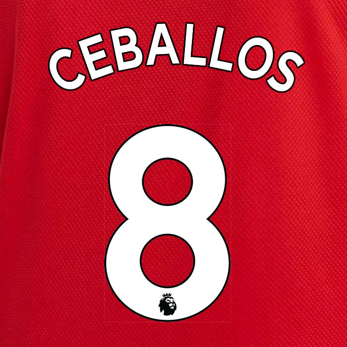2019 2020 ARSENAL D. CEBALLOS 8 WHITE HOME OFFICIAL PLAYER SIZE NAME SET