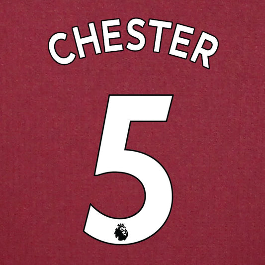 2019 2020 ASTON VILLA CHESTER 5 WHITE HOME OFFICIAL PLAYER SIZE NAME SET