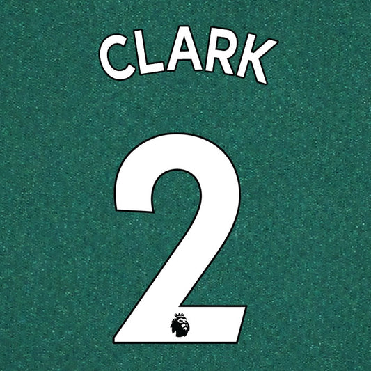 2019 2020 NEWCASTLE UNITED CLARK 2 WHITE AWAY OFFICIAL PLAYER SIZE NAME SET