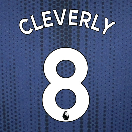 2019 2020 WATFORD CLEVERLEY 8 WHITE AWAY OFFICIAL PLAYER SIZE NAME SET