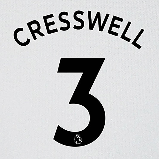 2019 2020 WEST HAM CRESSWELL 3 WHITE AWAY OFFICIAL PLAYER SIZE NAME SET