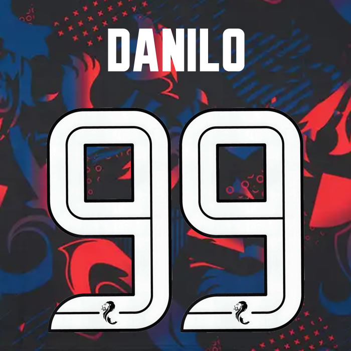2024 2025 Rangers DANILO 99 WHITE 3RD OFFICIAL PLAYER SIZE NAMESET