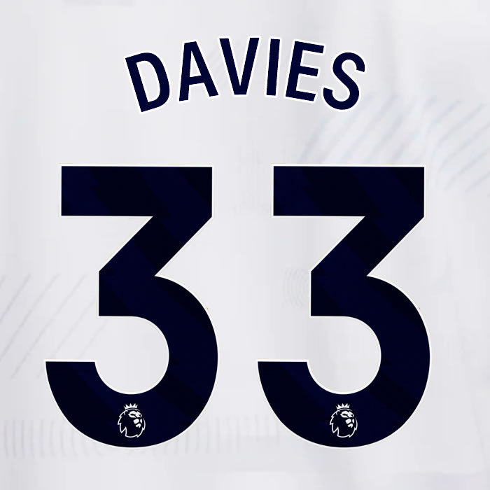 2023 2024 OFFICIAL TOTTENHAM HOTSPUR DAVIES 33 HOME PLAYER SIZE NAME SET