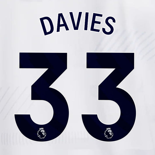 2023 2024 OFFICIAL TOTTENHAM HOTSPUR DAVIES 33 HOME PLAYER SIZE NAME SET