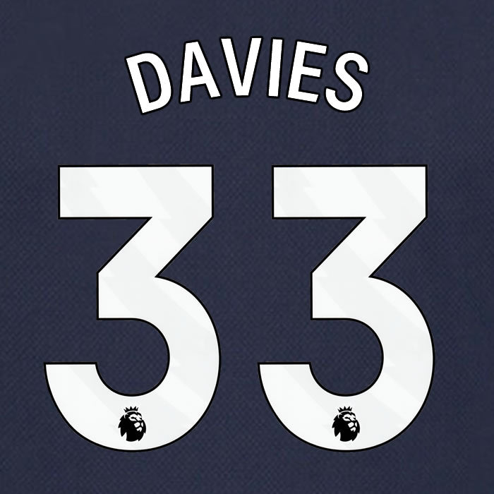 2023 2024 OFFICIAL TOTTENHAM HOTSPUR DAVIES 33 AWAY PLAYER SIZE NAME SET
