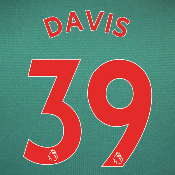 2019 2020 ASTON VILLA DAVIS 39 WHITE 3RD OFFICIAL PLAYER SIZE NAME SET