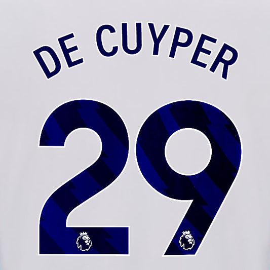 2025 2026 OFFICIAL BRIGHTON HOVE ALBION DE CUYPER 29 HOME PLAYER SIZE NAME SET