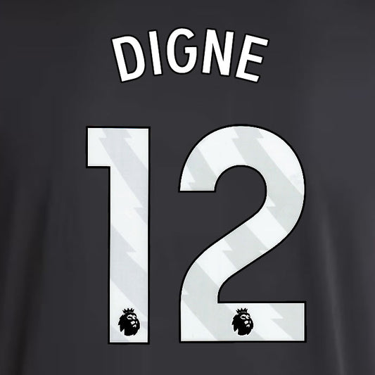 2025 2026 ASTON VILLA DIGNE 12 OFFICIAL WHITE AWAY PLAYER SIZE NAMESET
