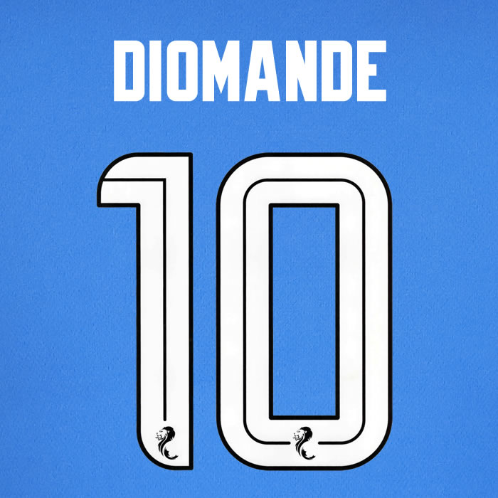 2024 2025 Rangers DIOMANDE 10 WHITE HOME OFFICIAL PLAYER SIZE NAMESET