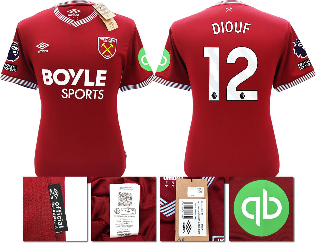 BNWT 2025 2026 WEST HAM HOME SHIRT DIOUF 12 MEN'S