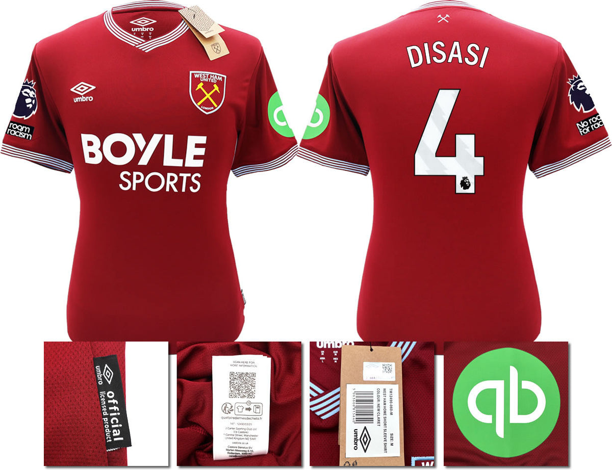 BNWT 2025 2026 WEST HAM HOME SHIRT DISASI 4 MEN'S