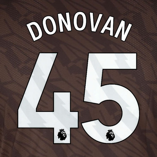 2025 2026 BRENTFORD DONOVAN 45 WHITE AWAY PLAYER SIZE NAME SET