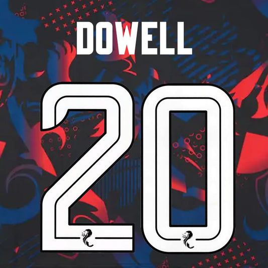 2024 2025 Rangers DOWELL 20 WHITE 3RD OFFICIAL PLAYER SIZE NAMESET