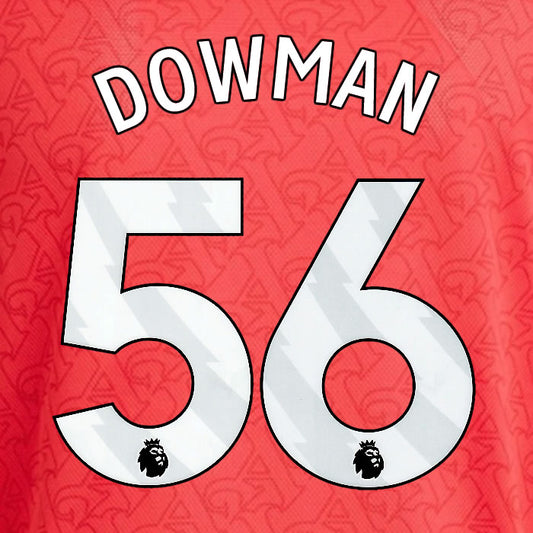 2025 2026 ARSENAL DOWMAN 56 WHITE HOME OFFICIAL PLAYER SIZE NAMESET