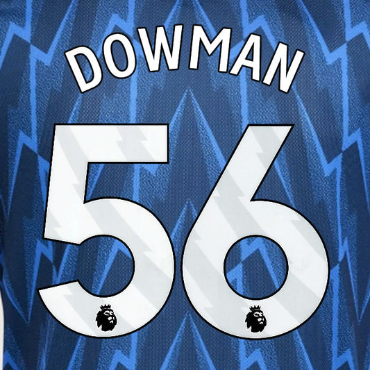 2025 2026 ARSENAL DOWMAN 56 WHITE AWAY OFFICIAL PLAYER SIZE NAMESET