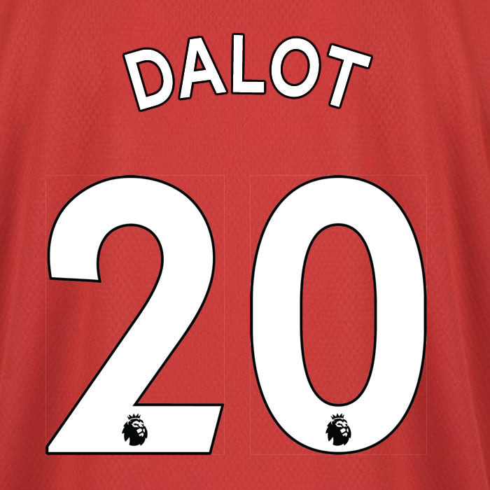 2019 2020 MANCHESTER UNITED DALOT 20 WHITE HOME OFFICIAL PLAYER SIZE NAME SET